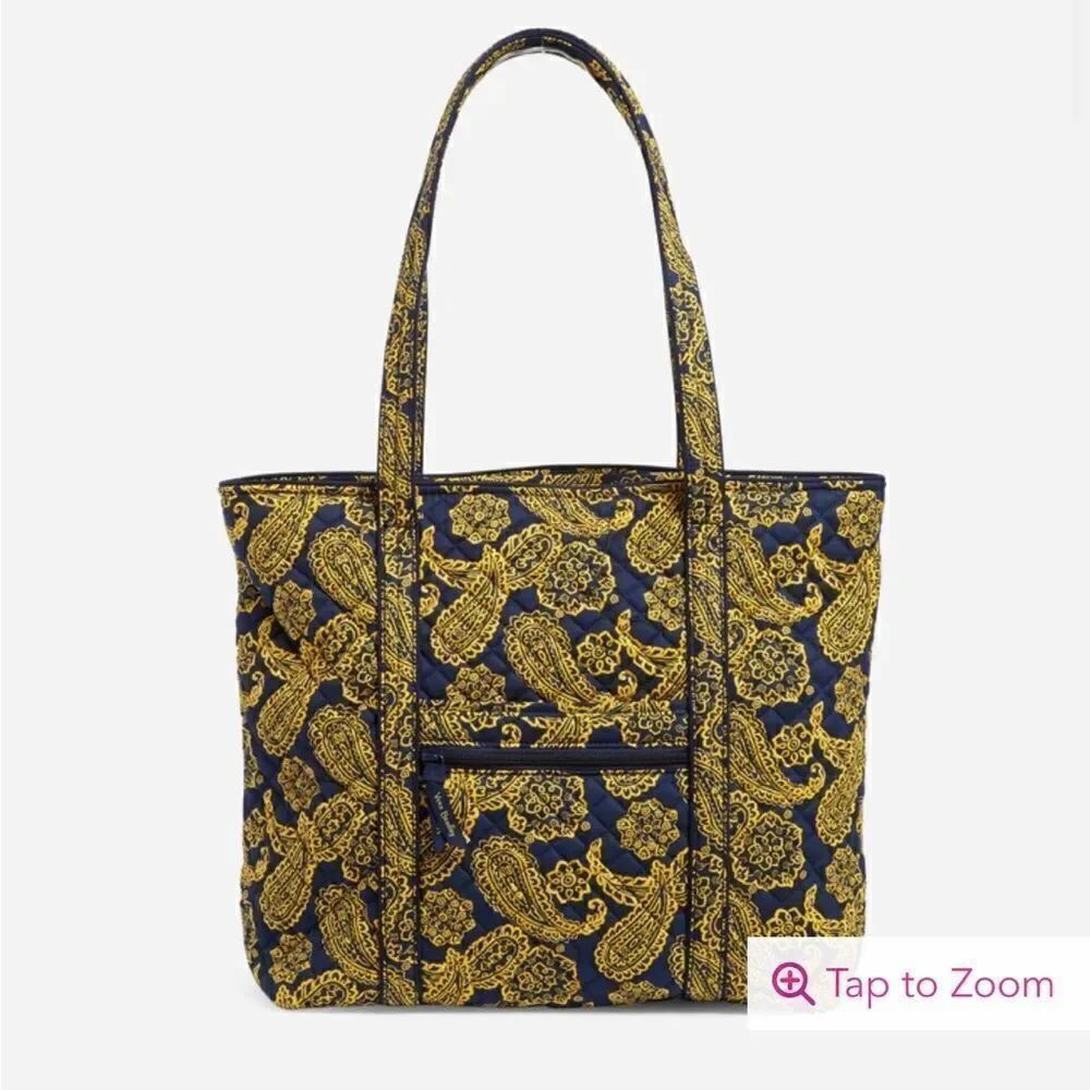 Vera Bradley Vera Large Tote Bag in Navy/Gold Bandana NWT